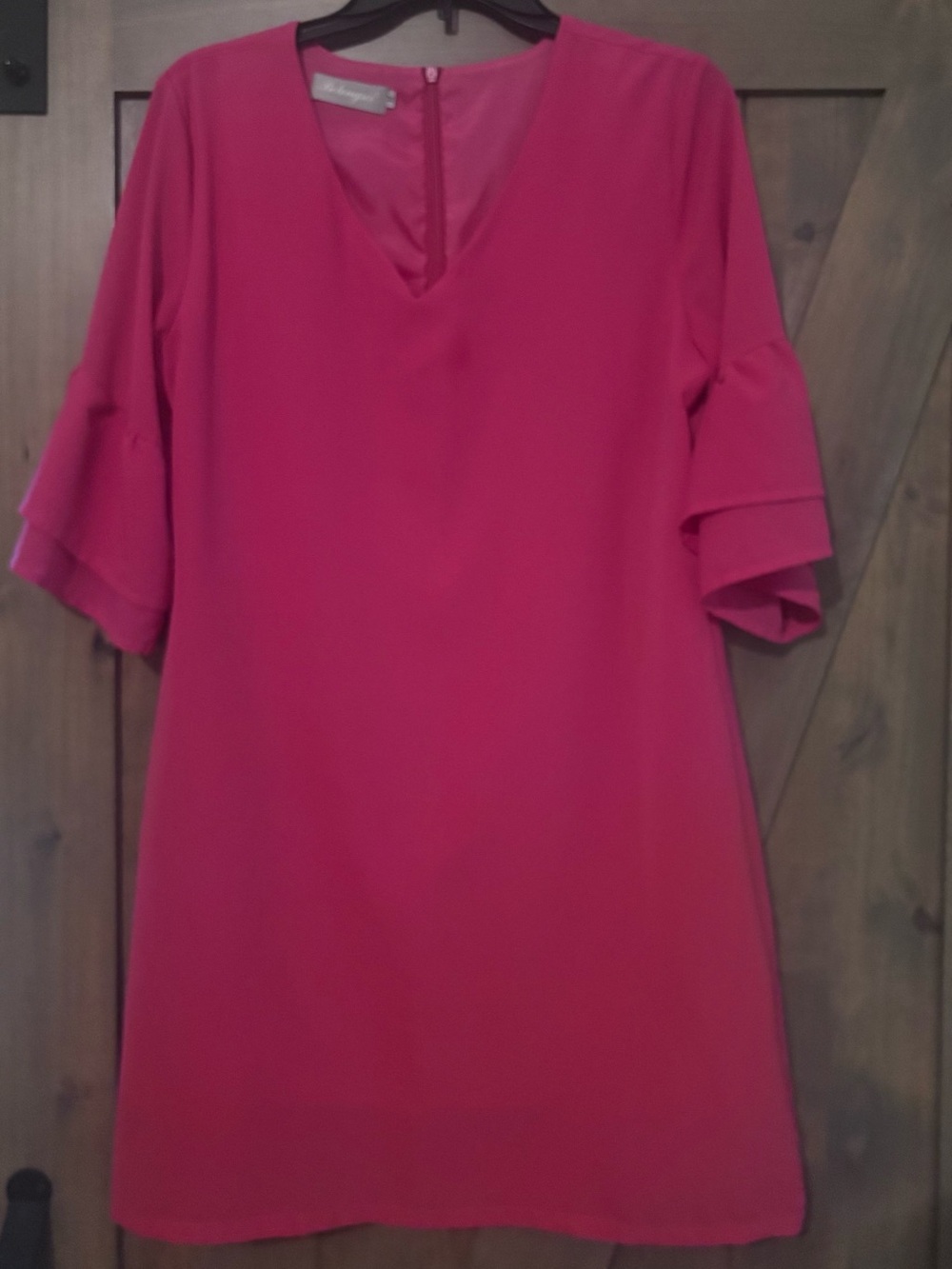 Women’s Ruffled Sleeve V-Neck Top - Hot Pink
